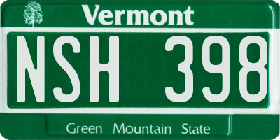 VT license plate NSH398