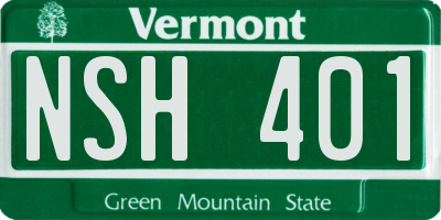 VT license plate NSH401