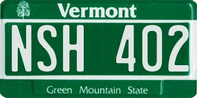 VT license plate NSH402