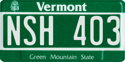 VT license plate NSH403