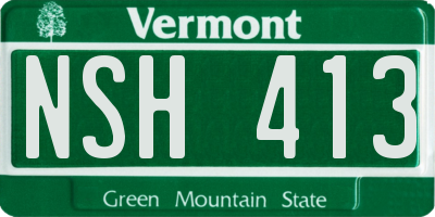 VT license plate NSH413