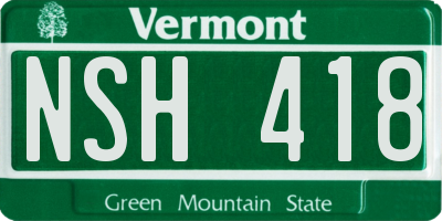 VT license plate NSH418