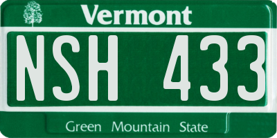 VT license plate NSH433