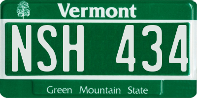 VT license plate NSH434