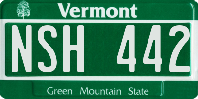 VT license plate NSH442