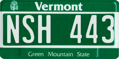 VT license plate NSH443