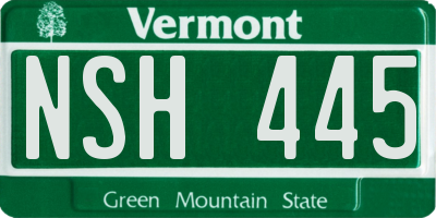 VT license plate NSH445