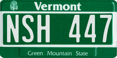 VT license plate NSH447