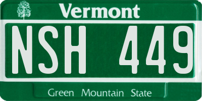 VT license plate NSH449
