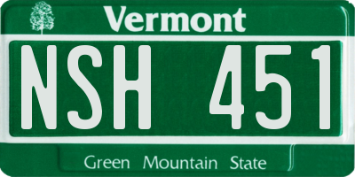 VT license plate NSH451