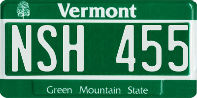 VT license plate NSH455