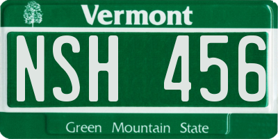 VT license plate NSH456