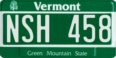 VT license plate NSH458