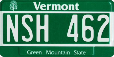 VT license plate NSH462