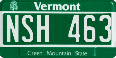 VT license plate NSH463