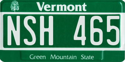 VT license plate NSH465