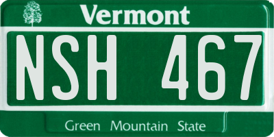 VT license plate NSH467