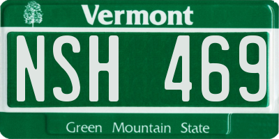 VT license plate NSH469