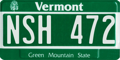VT license plate NSH472