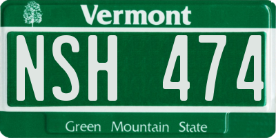 VT license plate NSH474