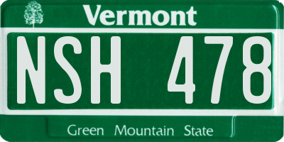 VT license plate NSH478