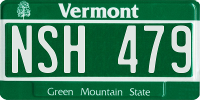 VT license plate NSH479