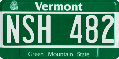 VT license plate NSH482
