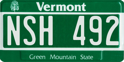 VT license plate NSH492