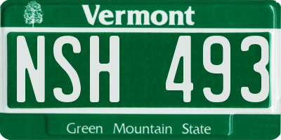 VT license plate NSH493