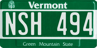 VT license plate NSH494