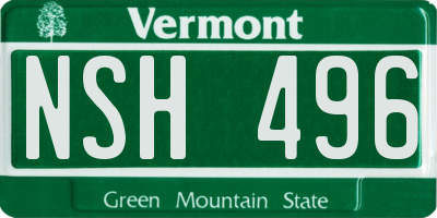 VT license plate NSH496