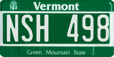 VT license plate NSH498