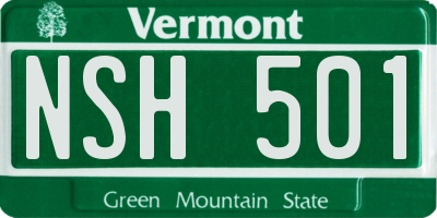 VT license plate NSH501