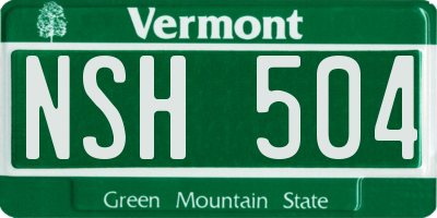 VT license plate NSH504