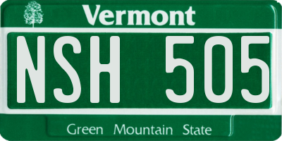 VT license plate NSH505