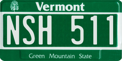 VT license plate NSH511