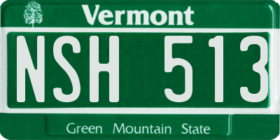 VT license plate NSH513