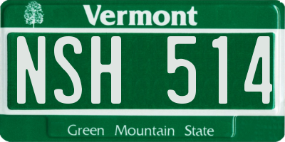 VT license plate NSH514