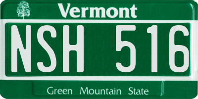 VT license plate NSH516