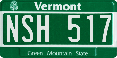 VT license plate NSH517