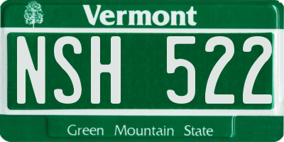 VT license plate NSH522