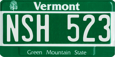 VT license plate NSH523