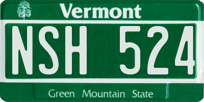 VT license plate NSH524