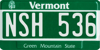 VT license plate NSH536