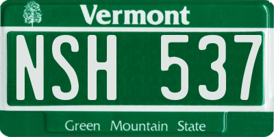 VT license plate NSH537
