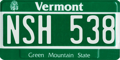 VT license plate NSH538