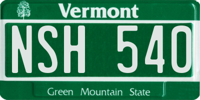 VT license plate NSH540