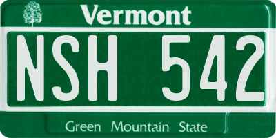 VT license plate NSH542