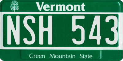 VT license plate NSH543