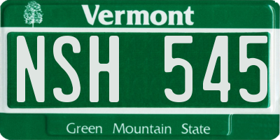 VT license plate NSH545